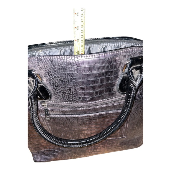 Cabrelli & Co. Tote Bag Case Snake skin pattern Dark Silver & Black - Picture 10 of 10